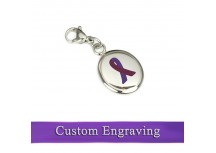 MyIDDr Purple Ribbon Awareness Keychain Custom Engraved