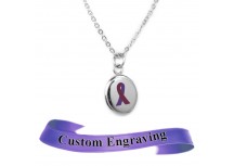 MyIDDr Purple Ribbon Awareness Necklace Custom Engraved