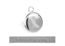 MyIDDr Gray Ribbon Awareness Charm Stainless Steel Custom Engraved