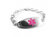 MyIDDr Steel O-Link Medical ID Bracelet Special Limited Addition Magenta 